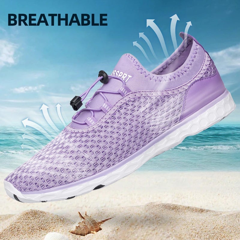 DOUSSPRT Women's Water Shoes Quick Drying Sports Aqua Shoes Purple Size 9.5 - Image 4